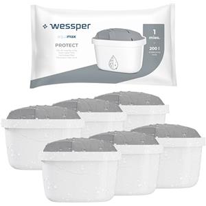 Wessper Filtri per acqua per caraffe filtranti compatibili con le Brita maxtra+, Amazon Basic, Dafi Unimax, Cartucce di acqua dura per brocca acqua filtrante- 6 pezzi