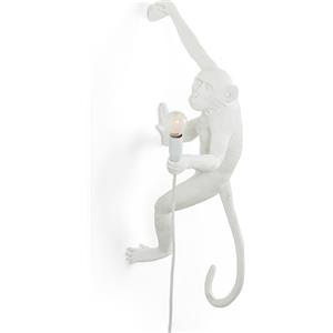 SELETTI Monkey Lamp - Lampada da Parete Appesa in Resina Bianca a Forma di Scimmia con Lampadina LED