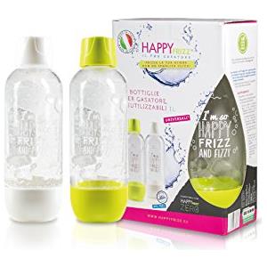 Happy Frizz Coppia di bottiglie per gasatore riutilizzabili - UNIVERSALI* - compatibili con altri modelli