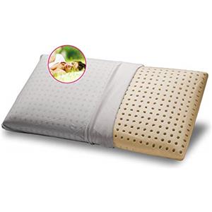 GEEMMA s.r.l. Cuscino 100% Lattice 40x70 cm H12 cm. Guanciale Letto a Modello saponetta con Tessuto in Cotone Sfoderabile e Lavabile. Cuscino Materasso Anallergico - Milk