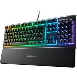 SteelSeries Apex 3 - Tastiera da gioco - Illuminazione RGB a 10 zone - Poggiapolsi magnetico premium - Layout QWERTY portoghese
