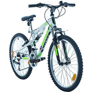 Multibrand Distribution Multibrand, PROBIKE SPEED 24, 24 pollici, 330mm, FSP Mountain Bike, 18 velocità, Unisex, Set parafango, Nero Opaco (Bianco Rosso Opaco, 24 pollici)