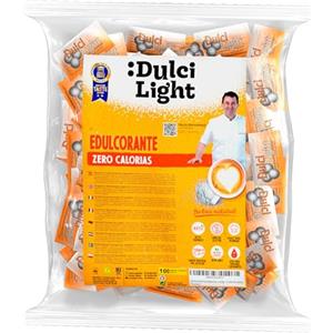 DULCI LIGHT STEVIA DULCE Y FAVORABLE Dulcilight Sucralosio Zero Calorie 100 Bustine Sapore Naturale 100% 1 Bustine = 2 Cucchiai di Zucchero Dolcificante Senza Glutine Keto Vegan Non OGM Sostituto di Zucchero Senza Eritritolo o Xilitolo