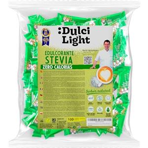 DULCI LIGHT STEVIA DULCE Y FAVORABLE Dulcilight Dolcificante Stevia Zero 100 Bustine Sapore Naturale 100% | 1gr = 10gr di zucchero | Senza Glutine Keto Vegan Non OGM Zero Calorie | Senza Xilitolo o Eritritolo