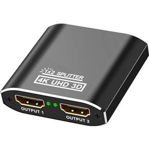 Fokky HDMI Splitter 4K, Alluminio Sdoppiatore HDMI Automatico 1 Ingresso 2 Uscite, Duplicatore HDMI Supporta 4K 3D e 1080P, per Blu-Ray Lettore, HDTV, Lettore di Rete, PS3/4, Digital STB, ecc