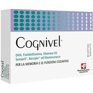 PHARMASUISSE COGNIVEL - Integratore Alimentare 40 Softgel con DHA, Fosfatidilserina e Vitamina D3 per la Funzione Cognitiva