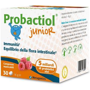 Metagenics Probactiol Junior - Integratore Probiotico Masticabile per Bambini con Vitamina D e Gusto Lampone - 30 Compresse