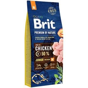 Brit Premium by Nature Crocchette per Cani Junior M - 15 kg, Alimento Completo con Pollo per Cuccioli di Taglia Media (10-25 kg)
