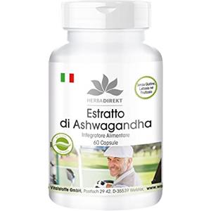 herba direkt Estratto di Ashwagandha polvere in capsule 500mg - 60 capsule - Almeno 5% di witanolide | HERBADIREKT by Warnke Vitalstoffe - Qualità da farmacia tedesca
