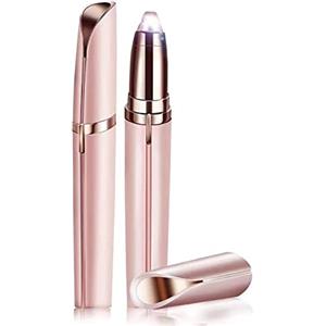 Lerkely Epilatore Sopracciglio Donna, Rasoio Elettrico Trimmer per la depilazione, Viso labbra e naso baffi (oro rosa)