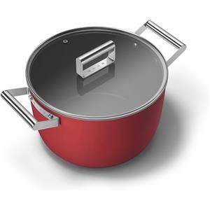 Smeg Cookware Casseruola alta due manici con coperchio 26 cm Rosso CKFC2611RDM