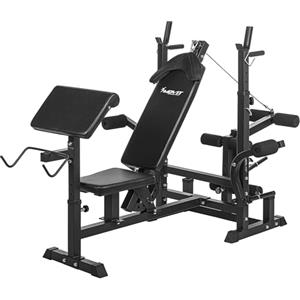 MOVIT Panca Pesi Multifunzione - Rastrelliera Bilancieri, Stazione Dip, Butterfly, Estensione della Gamba, Cavo di Trazione - Palestra da Casa, Fitness, Macchina Palestra, Multis, Stazione di Forza