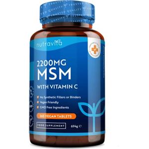 Nutravita MSM 2200mg & Vitamina C - 365 Compresse Vegane - Metilsulfonilmetano con 80mg Vitamina C - 6 mesi di approvvigionamento - Prodotto da Nutravita