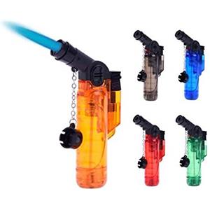 PROF Accendino C20 Turbo Trasparente con copricatena di Sicurezza - Jet Lighter - Ricaricabile Gas Regolabile - Vari Colori - 1 pz.