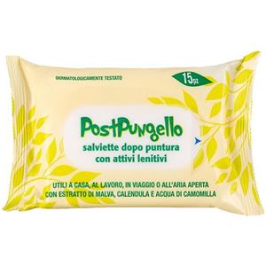 Sanifarma Post Pungello - Salviette Lenitive con Malva, Calendula e Camomilla, 15 Pezzi