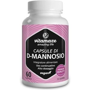 Vitamaze - amazing life Vitamaze® D Mannosio Puro 2.000 mg Alto Dosaggio & Vegano, per Dose Giornaliera, per el Supporto delle Vie Urinarie Integratore Alimentare senza Additivi Inutile, Qualità Tedesca.