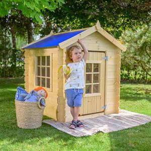 TIMBELA Casetta per Bambini - da Giardino - in Legno L111xL113xA121cm/0,9 m2 - da gioco da esterno - Timbela M570M-1 (tetto blu)