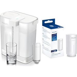 Philips Water - Instant Water Filter, caraffa filtrante con capacità di 3 l, ricaricabile tramite porta USB-C & X-Guard Filtro per On Tap