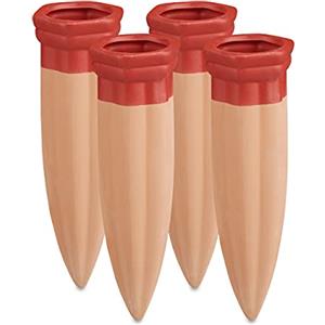 Relaxdays Set Irrigazione a Goccia, 4 Coni Ceramica, Irrigatori Bottiglie 1,5 L, per Piante Balcone Giardino, Terracotta