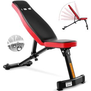 ISE Panca Palestra&Panca Pesi, Panca Palestra Regolabile/Pieghevole, Allenamento, Panca Piana Palestra con 6 Posizioni Dello Schienale Regolabile, Multifunzione Addominali, Inclinata 180°