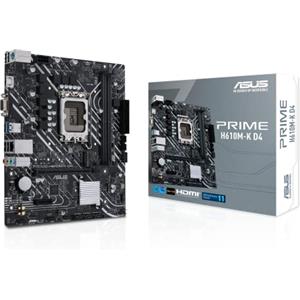 ASUS Technology Holland B.V. ASUS PRIME H610M-K D4 Scheda Madre MATX, Intel H610, LGA1700, DDR4, PCI 4.0, Realtek 1Gb Ethernet, Realtek 7.1 Surround, 1xM.2, 4xSATA 6GB/s, USB 3.2 Gen 1, Armoury Crate, Nero