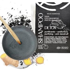 Senso Naturale Shampoo Solido Detox Purificante Antiforfora e Dermatite Seborroica per Capelli Grassi con Carbone Vegetale, Tea Tree, Zenzero, Olio di Cocco, Non Secca le Lunghezze, PH 4.5-5.0