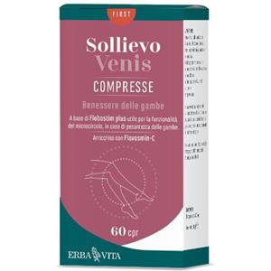 ERBA VITA Sollievo Venis Plus - Integratore per il Microcircolo con Vite Rossa, Rusco e Vitamina C - 60 Capsule