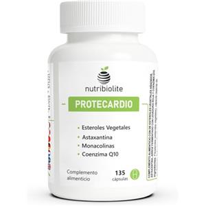 Nutribiolite Steroli vegetali (fitosteroli), Riso Rosso Fermentato (monacoline), Astaxantina e Coenzima Q10 - Colesterolo e Trigliceridi - 135 capsule - Vegano - Senza additivi | Protecardio Nutribiolite
