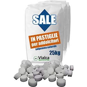 Vialca Sale per addolcitori in Pastiglie Italiano - Sacco 25kg (1 Sacco - 25kg)