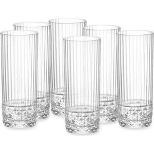 Bormioli Rocco America 20s Bicchiere Long Drink 40cl - Set di 6 Pezzi in Vetro Trasparente