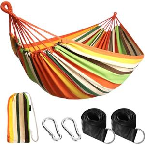 ANYOO Amaca da Giardino in Cotone Tessuto Comodo con Cinghie Rispettose degli Alberi per Appendere, Durevole Amaca Portatile con Borsa da Viaggio per Campeggio, Esterno/Interno, Balcone, Patio