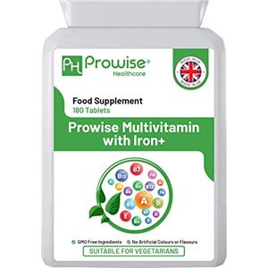 PH PROWISE Healthcare Multivitaminico Completo con Ferro 180 compresse (scorta 6 mesi) | Integratore Multivitaminico Giornaliero | Supporto Immunitario Vegano | Prodotto nel Regno Unito da Prowise Healthcare Standard GMP