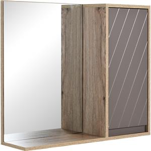 HOMCOM Mobiletto Bagno Salvaspazio da Bagno Sospeso con Specchio e Armadietto, incluso Ripiano Regolabile, Grigio e Rovere|Aosom Italy