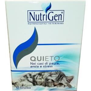 Nutrigen Quieto Gatto - Mangime Complementare per Gatti, 10 Compresse da 500 mg per Rilassamento e Benessere