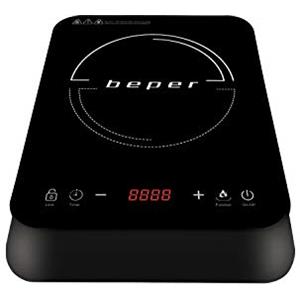 Beper BF.700 - Piastra a Induzione, Portatile con Superficie in Cristallo Antigraffio, Pannello Digitale, 10 Livelli di Potenza, 10 Temperature da 60° a 240°, Blocco Sicurezza, Spegnimento Automatico