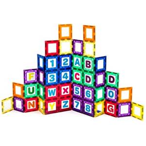 Playmags Set di Costruzioni Magnetiche 36 Pezzi - Include Finestre, Lettere e Numeri per Stimolare la Creatività