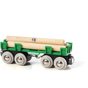 BRIO World - Vagone Portatronchi, Trenino in Legno, Vagone Trasporta Tronchi per Treno in Legno - Adatto a bambini di età superiore a 3 anni