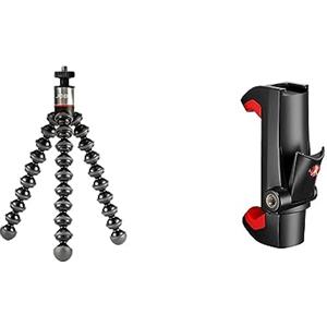 JOBY GorillaPod 325, Mini Treppiede Flessibile con Testa a Sfera Integrata per Fotocamere Compatte e 360°, Portata Max 325 g, JB01505-BWW & Manfrotto MCPIXI - Attacco Universale per Smartphone