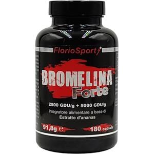 FlorioSport BROMELINA FORTE Drenante Anticellulite FlorioSport 180 capsule (2500+5000 GDU/g) Integratore Estratto d'Ananas (Enzima Digestivo) per il Contrasto della Cellulite, il microcircolo e Funzione Digestiva