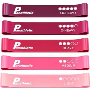 Panathletic Elastici Fitness, Set di 5 Bande - 5 Livelli di Resistenza, Guida agli Esercizi, eBook in Italiano, Borsa da Trasporto - 5x elastico palestra, fascia elastica