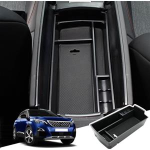 BIBIBO Portaoggetti Bracciolo per Peugeot 3008 5008 GT 2016-2023, Scatola di Immagazzinaggio, Auto Accessori Originali Interni Organizer, Storage Box con tappetino antiscivol