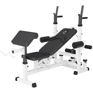 GORILLA SPORTS® Panca Multifunzione - Schienale Regolabile, Portabilanciere, Butterfly, Cavi, Curl per Gambe, Carico Max 280 kg, Nero/Bianco - Panca Pesi, Scott, Stazione Fitness, Allenamento