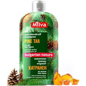 Milva Shampoo al catrame di pino di Milva per la dermatite seborroica - 500 ml Shampoo antiforfora naturale - Shampoo per la psoriasi - Soluzione per il trattamento del cuoio capelluto secco