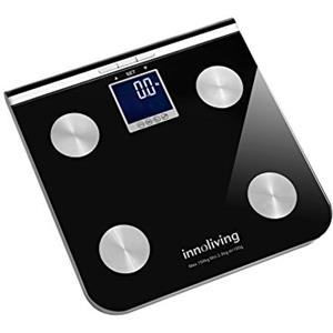 Innoliving INN-117 Bilancia Diagnostica Body Fat & Body Analyzer - Display Retroilluminato, Capacità 150kg, Misura Peso, Massa Grassa, Acqua e Muscolare, Batterie Incluse