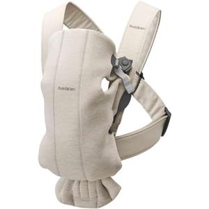 BabyBjörn Marsupio Mini - Jersey 3D, Beige chiaro, Da 0 a 12 mesi, Min 3,2 kg - max 11 kg, 3 possizioni, Ergonomico