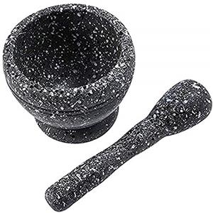 Leoyee Pressa per l'aglio, Mortaio e pestello, smerigliatrice per spezie alla Vaniglia, Strumento per la macinazione dell'aglio Facile da Pulire (Granito)