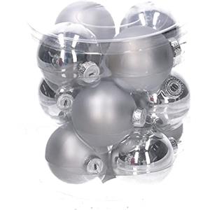 Vacchetti Giuseppe Confezione 12 palline di natale classiche in vetro argento da appendere per decorazione albero 6cm di diametro, 6178420000, Argento