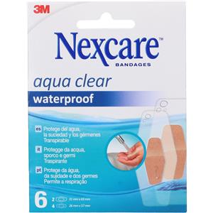 3M NexCare™ Aqua Clear - Cerotti Impermeabili Trasparenti, 6 Pezzi, Tenuta Fino a 12 Ore