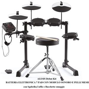 Alesis Debut Kit - Batteria Elettronica per Bambini con 4 pad in Mesh, 120 Suoni, Cuffie, Sgabello e Bacchette
