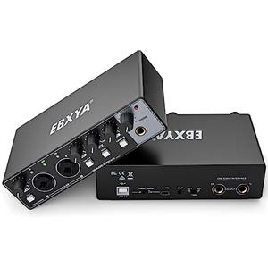 EBXYA Scheda Audio Esterna, EBIXA Audio Interfaccia USB Nero per PC, 24-Bit/192kHz Mixer Audio Professionale, USB-C Audio Interface con Preamplificatori, 48V Phantom Alimentazione